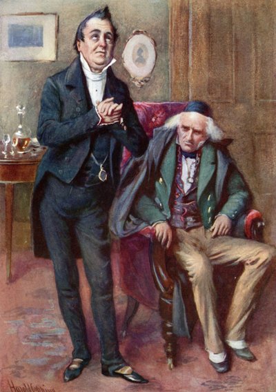 Bay Pecksniff ve Yaşlı Martin Chuzzlewit (renkli taş) by Harold Copping