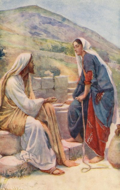Yeni Ahit: Sychar Kuyusu (renkli taş baskı) by Harold Copping