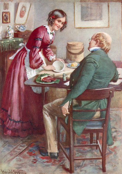 Ruth Pinch bir Puding yapar by Harold Copping