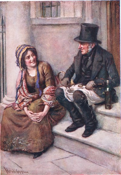 Trotty Veck ve Kızı Meg, B.W. mat by Harold Copping