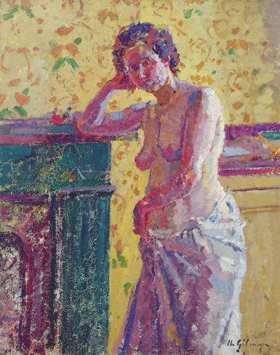 Nude ile İç Mekan (tuval üzerine yağlı boya) by Harold Gilman