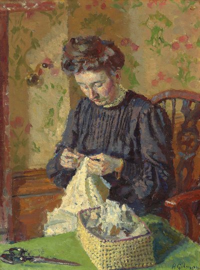 Kadın Dikiş, c. 1908 by Harold Gilman