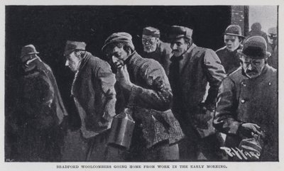 Bradford Woolcombers sabahın erken saatlerinde işten eve gidiyor (s/b fotoğraf) by Harold Hume Piffard