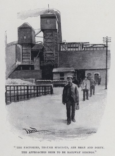 "Fabrikalar geniş olmasına rağmen kötü ve kirli" (s/b fotoğraf) by Harold Hume Piffard
