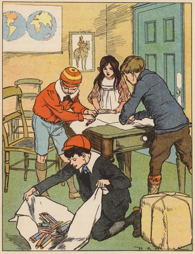 Kolilerin Açılması (renkli taş baskı) by Harold Robert Millar
