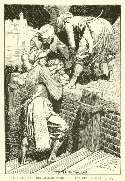 Yahudi ve Afgan... bir çuvala konuldu (gravür) by Harold Robert Millar