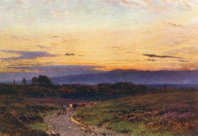 Bir Yaz Gecesi, Milford Common (renkli taş baskı) by Harold Sutton Palmer