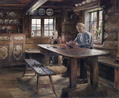 İç mekan, ev ödevi by Harriet Backer
