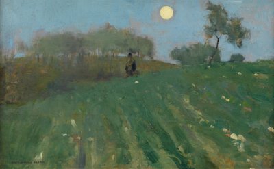Yürüyüşe Çıkmış, Dolunay (Panelde yağ) by Harrington Mann
