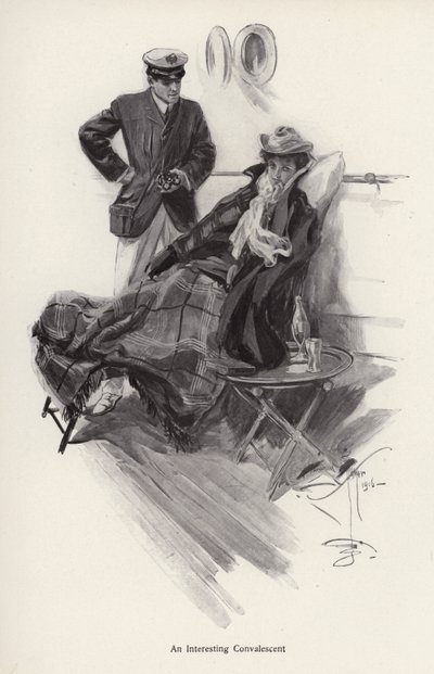 Bir gemide kaptan, nekahat dönemindeki bir kadınla konuşuyor (lito) by Harrison Fisher