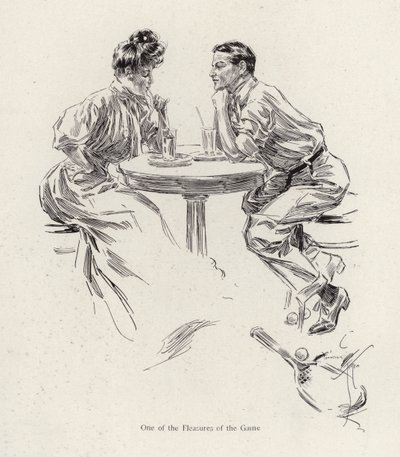 Tenis maçından sonra içki içen çift (renkli taş) by Harrison Fisher