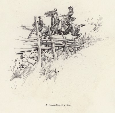 Bir kros koşusu sırasında at sırtında erkek ve kadın (lito) by Harrison Fisher