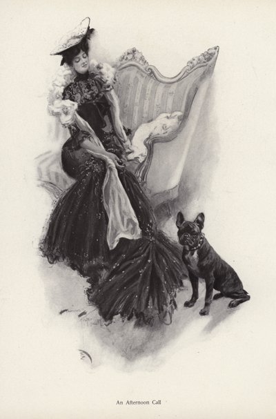 Öğleden sonra sosyal görüşme yapan kadın (lito) by Harrison Fisher