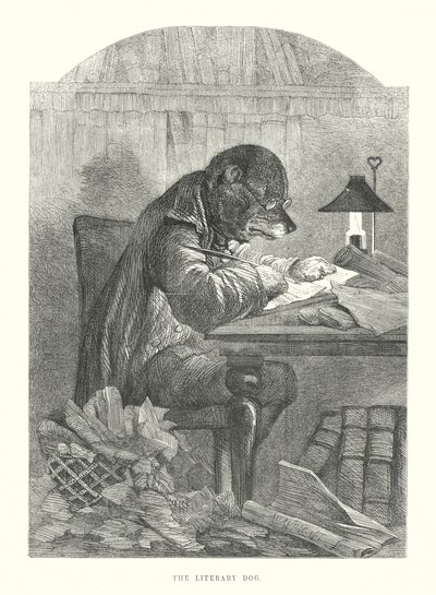 Komik Köpekler: Edebi Köpek (gravür) by Harrison William Weir