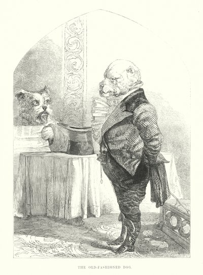 Komik Köpekler: Eski Moda Köpek (gravür) by Harrison William Weir