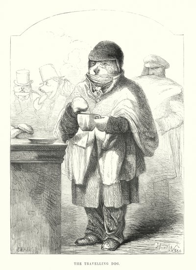 Komik Köpekler: Gezgin Köpek (gravür) by Harrison William Weir