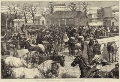 Paris'in Gıda Temini, Kasapların At Pazarı, Boulevard d'Enfer ve Boulevard Montrouge by Harrison William Weir