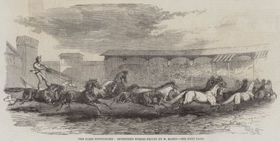 Paris Hipodromu, M Martin tarafından sürülen Onyedi At by Harrison William Weir