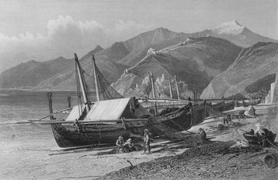 Korniş Yolu üzerinde Ventimiglia (gravür) by Harry (after) Fenn