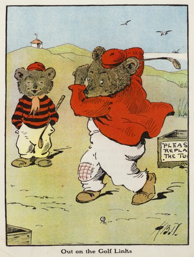 Golf Bağlantılarında (renkli lito) by Harry B Neilson
