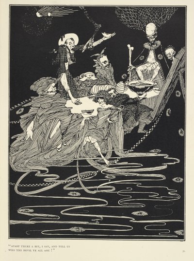 Oraya biraz bakın ve bize hepinizin kim olduğunu söyleyin diyorum!'. Kral Pest'in hikayesinden. by Harry Clarke