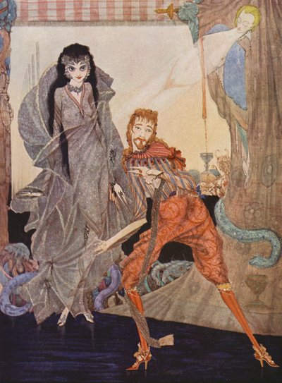 Edgar Allan Poe: Ligeia (renkli taş baskı) by Harry Clarke