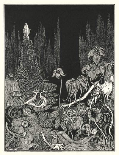 Edgar Allan Poe: Sessizlik (taş baskı) by Harry Clarke