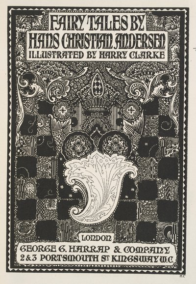 Semboller ve kareler içeren resimli başlık sayfası. by Harry Clarke