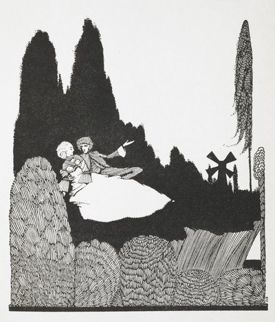 'Usta Kedi veya Çizmeli Kedi' öyküsünün illüstrasyonu. by Harry Clarke