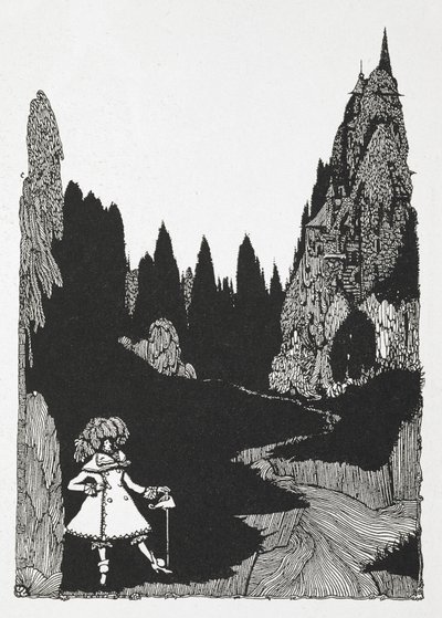 Hikayenin illüstrasyonu, 'küçük başparmak'. by Harry Clarke