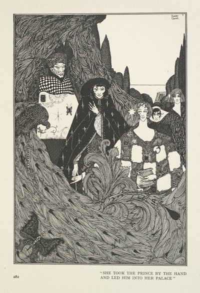 Cennet Bahçesi. Prensin elinden tuttu ve onu sarayına götürdü. by Harry Clarke