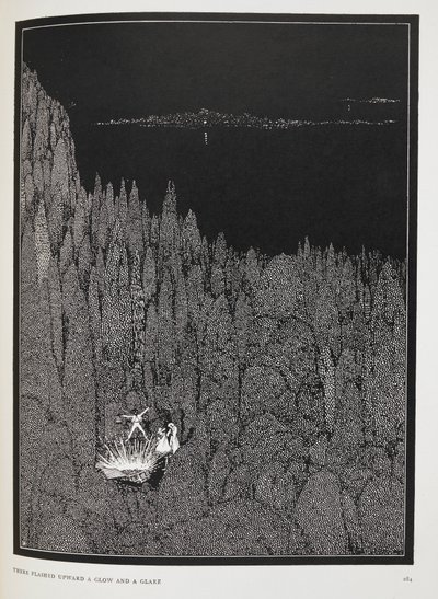 Yukarıya doğru bir parıltı ve parıltı parladı. 'Altın böcek' adlı kısa öykünün illüstrasyonu. by Harry Clarke