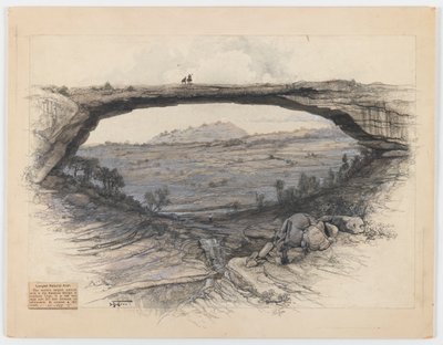 Rainbow Bridge (kağıt üzerinde yıkama, grafit ve kömür) by Harry Fenn