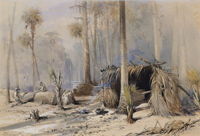 Cypress-Shingle Yard, Ocklawaha Nehri, Florida, 1870. by Harry Fenn