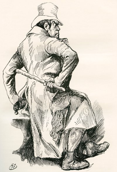 Bil Sikes. Charles Dickens romanı Oliver Twist için Harry Furniss'in çizimi, The Testimonial Edition'dan, 1910'da yayınlandı. by Harry Furniss