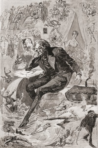 David Copperfield. The Testimonial Edition'dan Charles Dickens romanı David Copperfield için Harry Furniss'in illüstrasyonu, 1910'da yayınlandı. by Harry Furniss