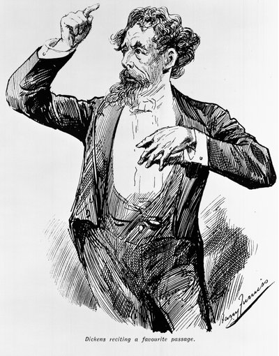 Dickens en sevdiği pasajı okuyor, 1900