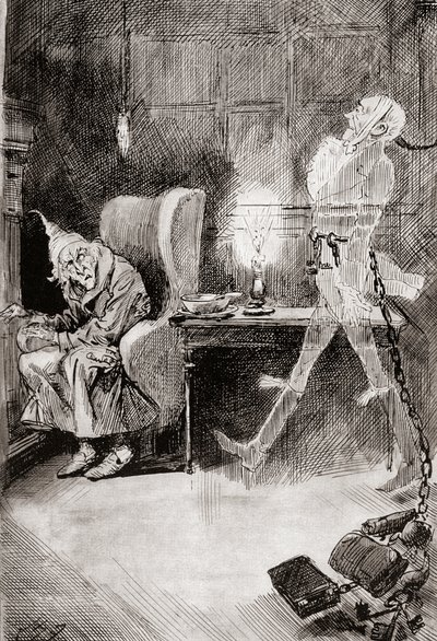 Charles Dickens'ın Noel Kitaplarından Bir Noel Şarkısı için İllüstrasyon by Harry Furniss