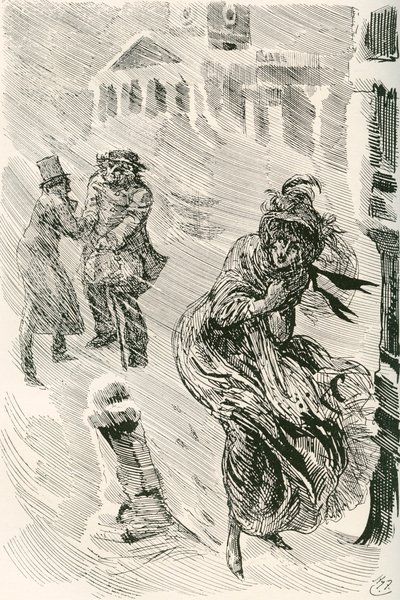 Gezgin Martha. The Testimonial Edition'dan Charles Dickens romanı David Copperfield için Harry Furniss'in illüstrasyonu, 1910'da yayınlandı. by Harry Furniss
