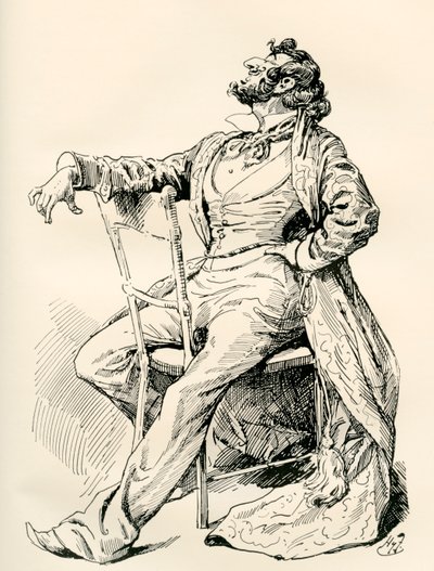 Bay Alfred Mantalini. The Testimonial Edition'dan Charles Dickens romanı Nicholas Nickleby için Harry Furniss'in çizimi, 1910'da yayınlandı. by Harry Furniss