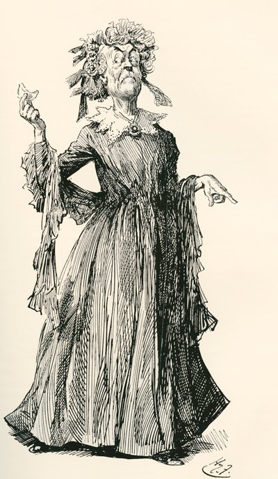 Bay F.'nin Teyzesi. The Testimonial Edition'dan Charles Dickens romanı Little Dorrit için Harry Furniss'in illüstrasyonu, 1910'da yayınlandı. by Harry Furniss