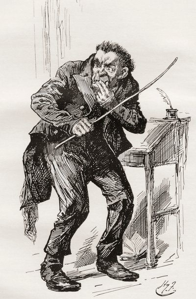 Bay Squeers. Charles Dickens romanı Nicholas Nickleby için Harry Furniss'in çizimi, The Testimonial Edition'dan, 1910'da yayınlandı. by Harry Furniss