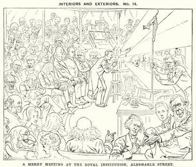 Yumruk karikatürü: Kraliyet Enstitüsünde Neşeli Bir Toplantı, Albemarle Caddesi, Londra (gravür) by Harry Furniss