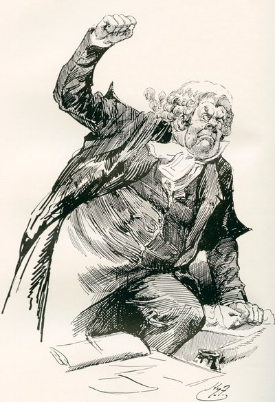 Çavuş Buzfuz. Charles Dickens romanı The Pickwick Papers için Harry Furniss'in çizimi, The Testimonial Edition'dan, 1910'da yayınlandı. by Harry Furniss