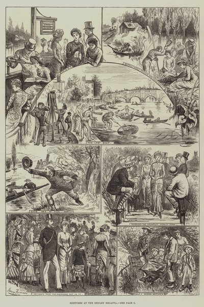 Henley Regatta'daki skeçler by Harry Furniss