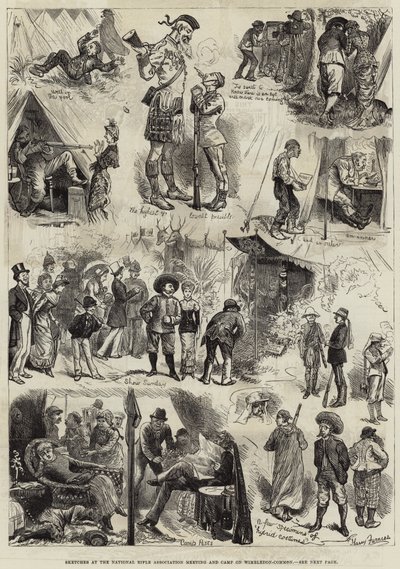 Wimbledon-Common Ulusal Tüfek Birliği Toplantısı ve Kampında Skeçler by Harry Furniss