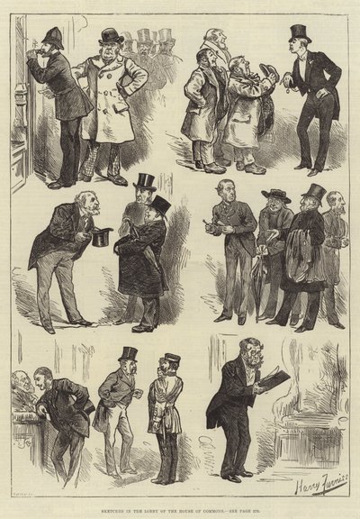 Avam Kamarası Lobisindeki Skeçler by Harry Furniss