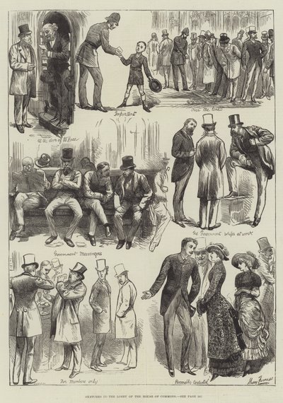 Avam Kamarası Lobisindeki Skeçler by Harry Furniss