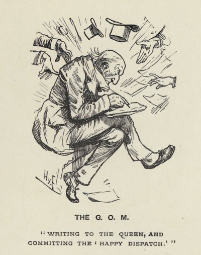 The Grand Old Man - GOM - WE Gladstone (taş) by Harry Furniss