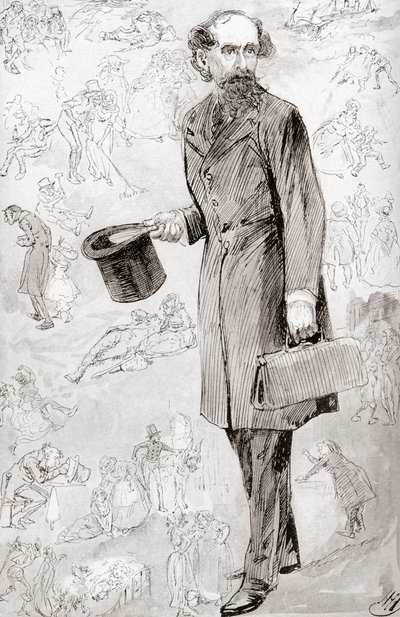 Ticari Olmayan Gezgin. Charles Dickens'ın 1910 tarihli The Testimonial Edition'da yayınlanan The Christmas Books'tan Ticari Olmayan Gezgin adlı kısa öyküsü için Harry Furniss'in illüstrasyonu. by Harry Furniss